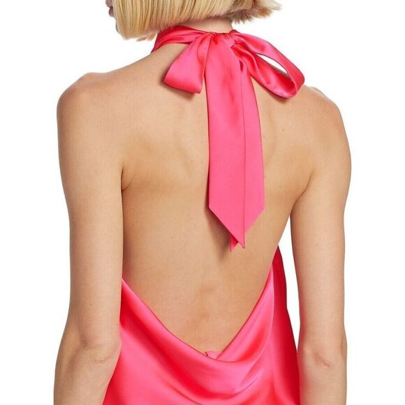 NEW $198 Favorite Daughter Take a Bow Pink Satin Silky Halter Tank Size Large - Picture 3 of 7